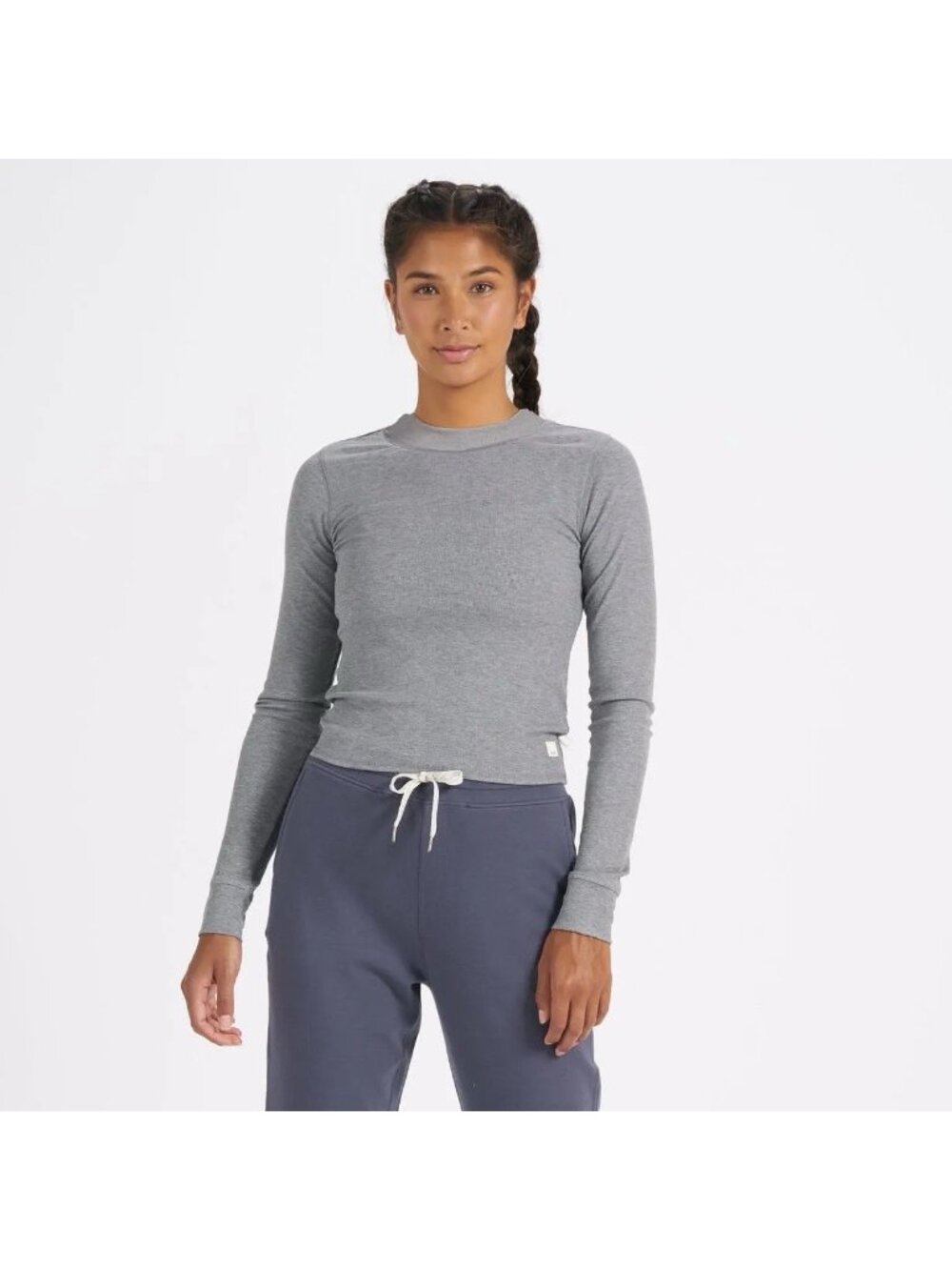 Vuori Mudra Fitted Ribbed Long Sleeve Shirt Gray Womens L? Read